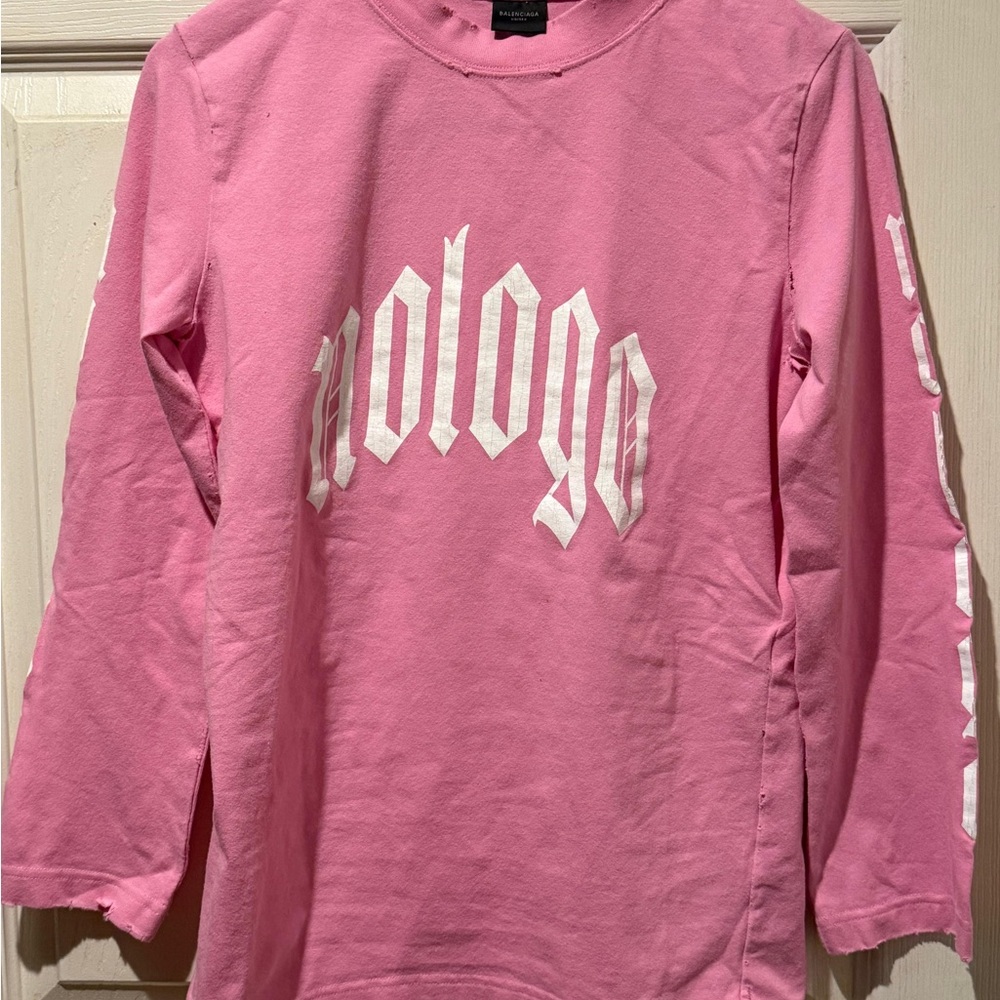 Balenciaga Pink Logo Long Sleeve Sweatshirt